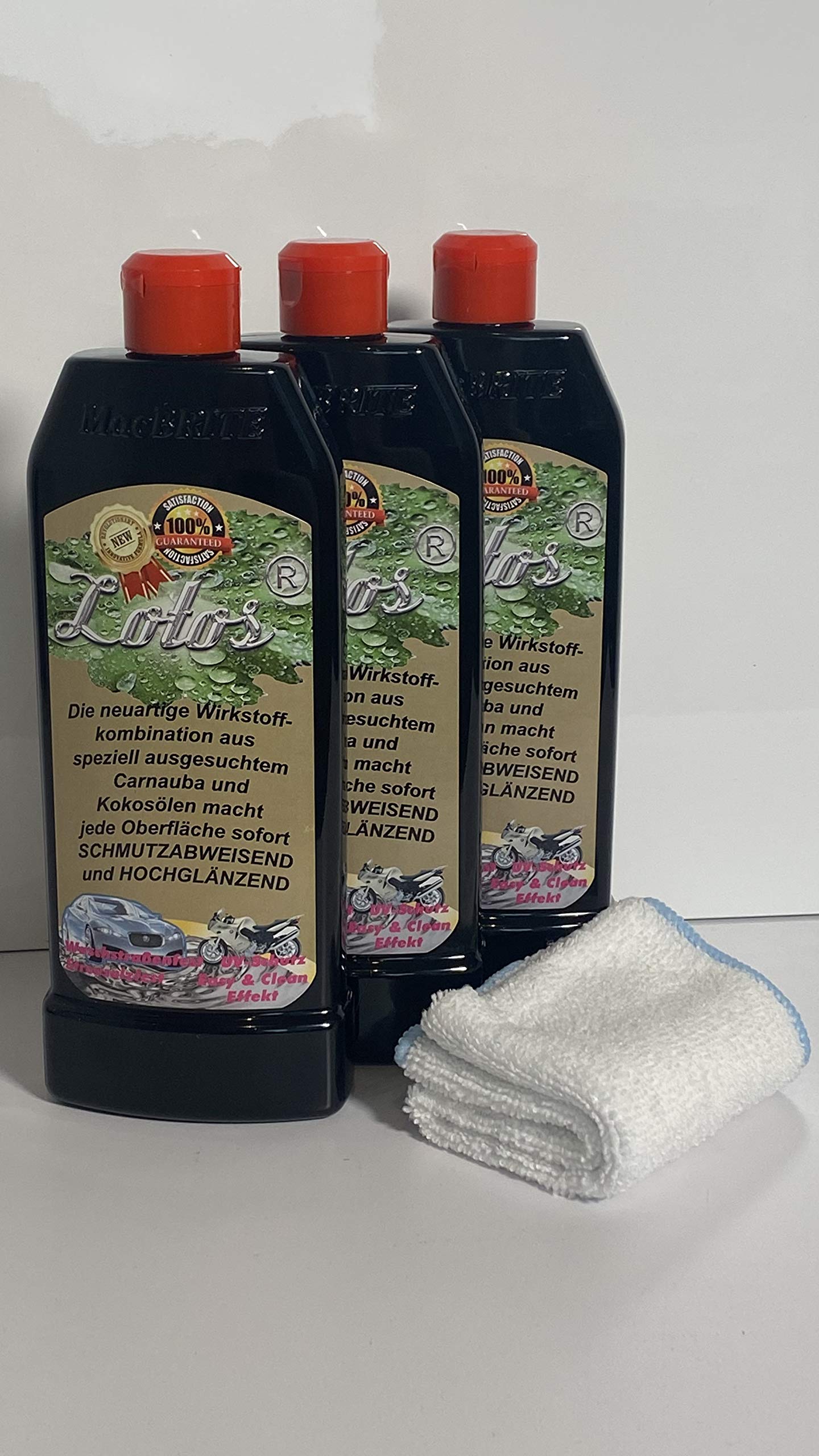MacBrite Dreierpack Lotos Autopolitur Politur + 1 Mikrofasertuch GRATIS Lackversiegelung Hochglanz Nano Effekt MacBride MacBrite Dreierpack Lotos Autopolitur Politur + 1 Mikrofasertuch GRATIS Lackversiegelung Hochglanz Nano Effekt MacBride von MacBrite