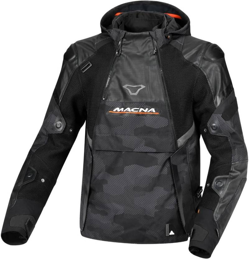 Macna Bradical Camo wasserdichte Motorrad Textiljacke, schwarz/camouflage, XL von Macna