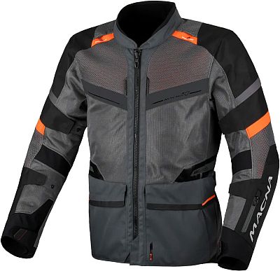 Macna Captane, Textiljacke wasserdicht - Schwarz/Dunkelgrau/Orange - XXL von Macna