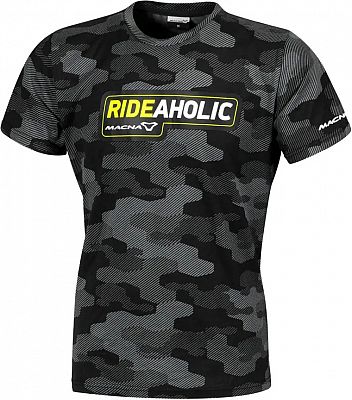 Macna Dazzle Rideaholic, T-Shirt - Schwarz/Grau/Neon-Gelb - 3XL von Macna