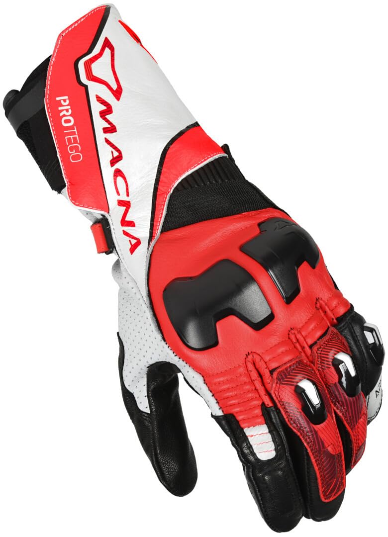 Macna Protego XL Motorradhandschuhe Rot/Weiß von Macna