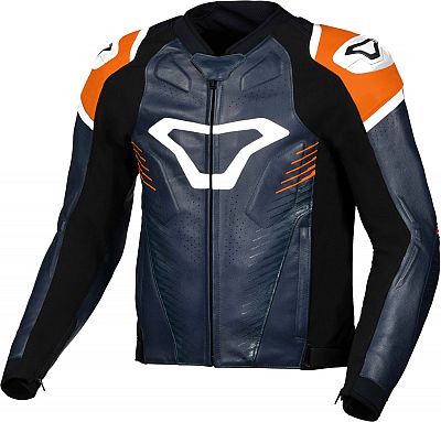 Macna Tronniq, Leder-/Textiljacke - Dunkelblau/Schwarz/Orange/Weiß - 56 von Macna