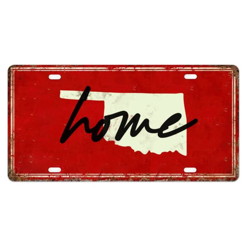 Nummernschild Oklahoma Home Auto Nummernschild Rahmen Home Sweet Home Metall Front Nummernschild Personalisierte Home State Car Tags Red Car Plate Novelty Nummernschildabdeckung Rahmen 15,2 x 30,5 cm von Madcolitote