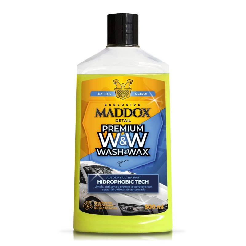 Maddox Detail - Premium Wash & Wax 500 ml | Wascheimer Auto | Auto Reinigungsprodukte und Kunststoff Auto Aufbereiter | Auto Kunststoffpflege | Lackschutz ohne Trocknen | Autopolitur. von Maddox Detail