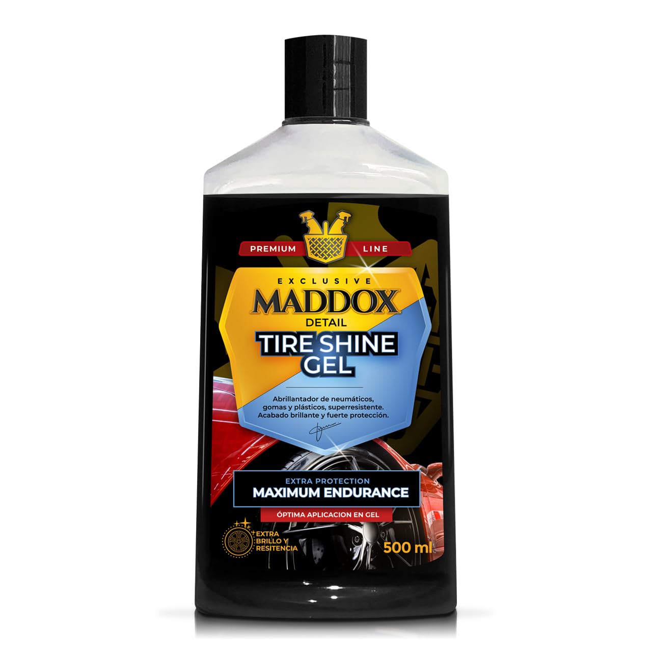 Maddox Detail - Tire Shine Gel 500ml | Kunststoffpflege für das Auto | Reifenpolitur | Gummi- und Kunststoffpflege für das Auto mit Schutz- und Erneuerungsfunktion | Gegen Umweltverschmutzung und UV. von Maddox Detail