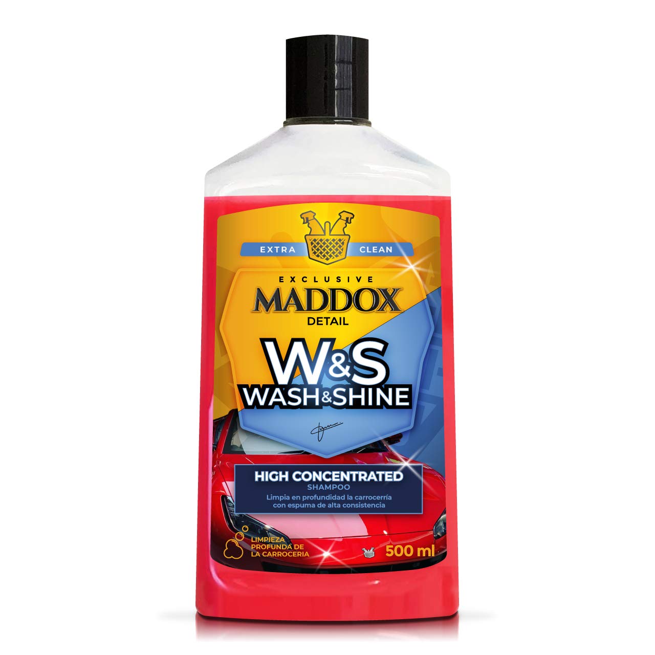 Maddox Detail - Wash & Shine 500ml | Auto Shampoo mit Carnauba-Wachs | Auto Seife in Foam Cleaner Schaumreiniger Format | Reinigt, Entfettet und Schützt | Professioneller Auto Glanz. von Maddox Detail