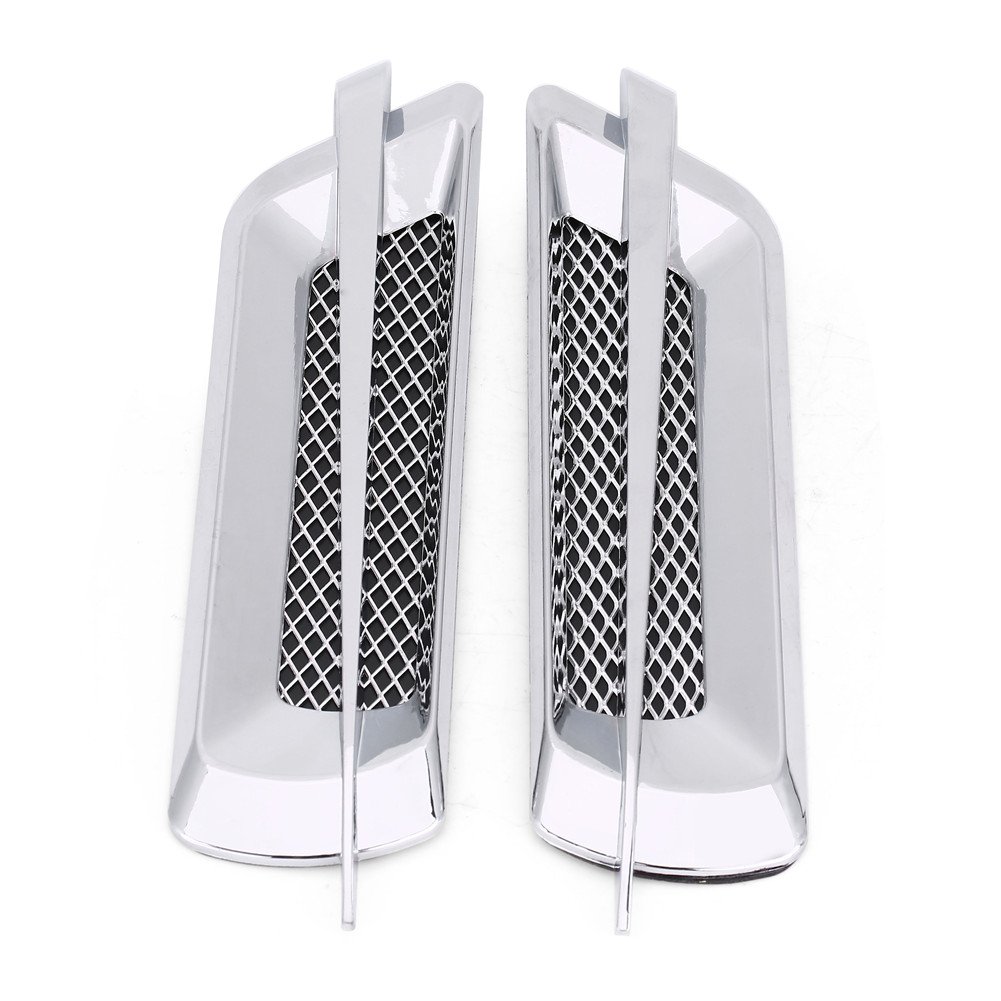 Auto Lufteinlass Aufkleber, 2 Stück Universal Car Side Air Intake Grille Vent Net Lochabdeckung Dekorative Aufkleber Lufteinlässe Lufteinlass Luftstrom (Silber) von Qiilu