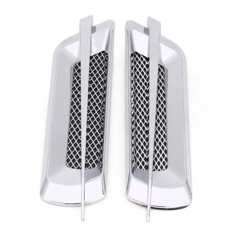 Auto Lufteinlass Aufkleber, 2 Stück Universal Car Side Air Intake Grille Vent Net Lochabdeckung Dekorative Aufkleber Lufteinlässe Lufteinlass Luftstrom (Silber) von Qiilu