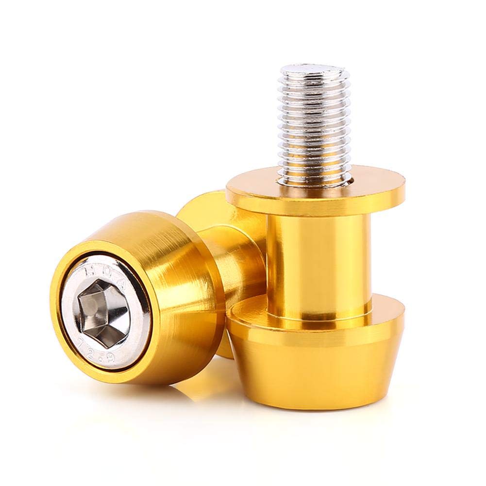 Schwingenschutz Montageständer 8 / 10mm Motorrad Swing Arm Spool Sliders Stehen Swingarm Bobbins Schwenkarmspule Hinteren Stand Schwingen Heckständer Schieber Ständer Spulen Schieberegler (10MM-Gold) von Madezz