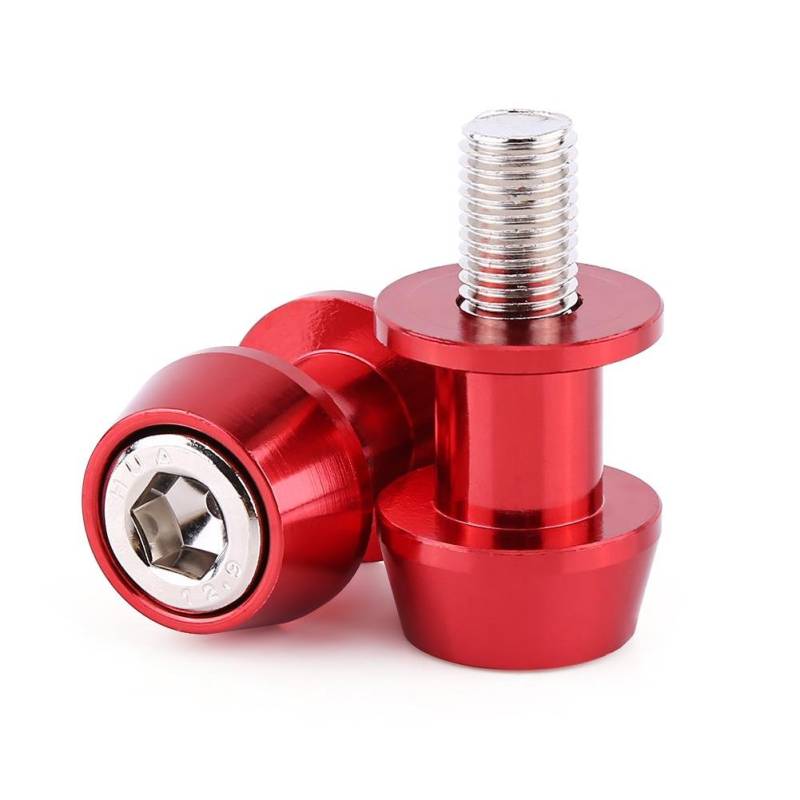 Schwingenschutz Montageständer 8 / 10mm Motorrad Swing Arm Spool Sliders Stehen Swingarm Bobbins Schwenkarmspule Hinteren Stand Schwingen Heckständer Schieber Ständer Spulen Schieberegler (10MM-rot) von Madezz