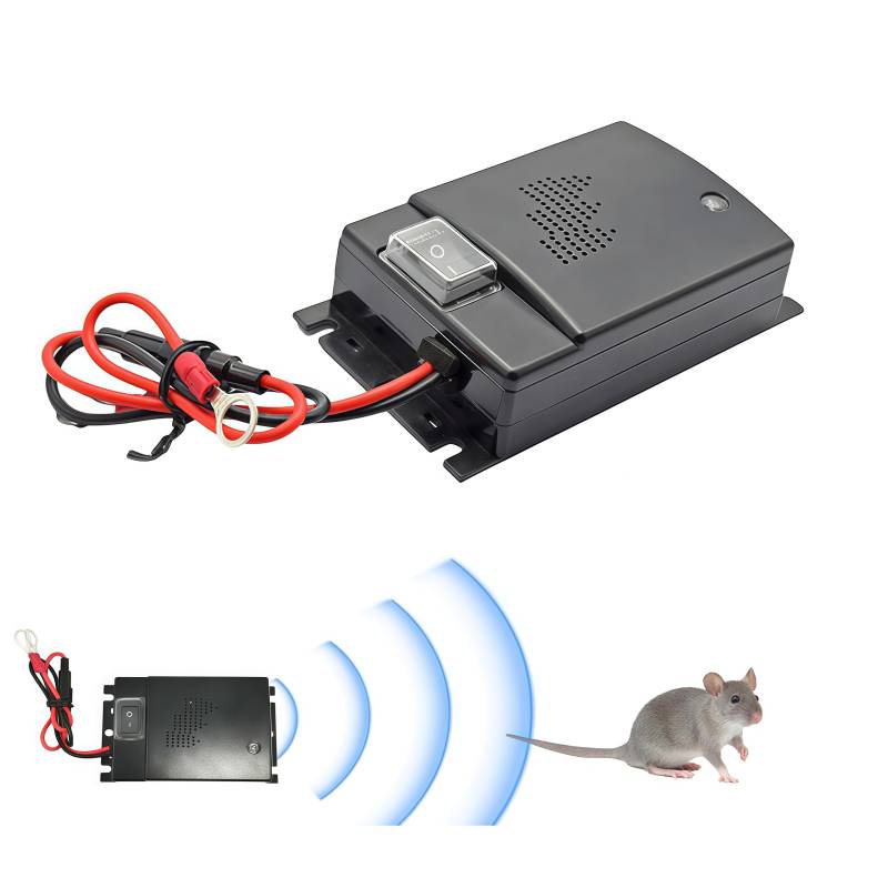 Madlife Garage Marderschreck Auto mit 12V Batterieanschluss Marderschreck Dachboden Marder Ultraschall Marderabwehr Auto Marderabwehrgerät für Motorräume von Madlife Garage