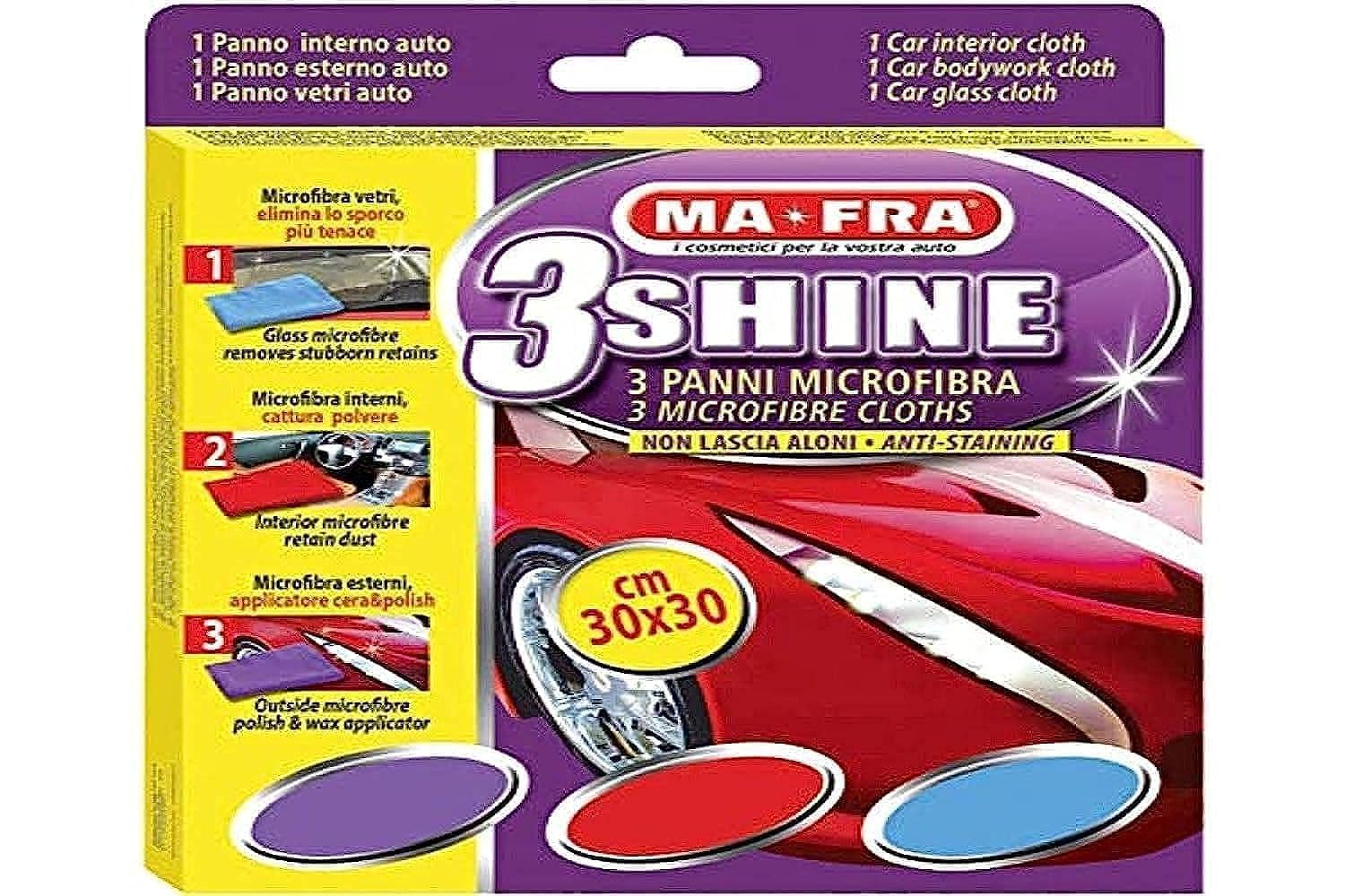 Ma-Fra Shine 3 Mikrofasertücher für die Fahrzeugpflege von Mafra