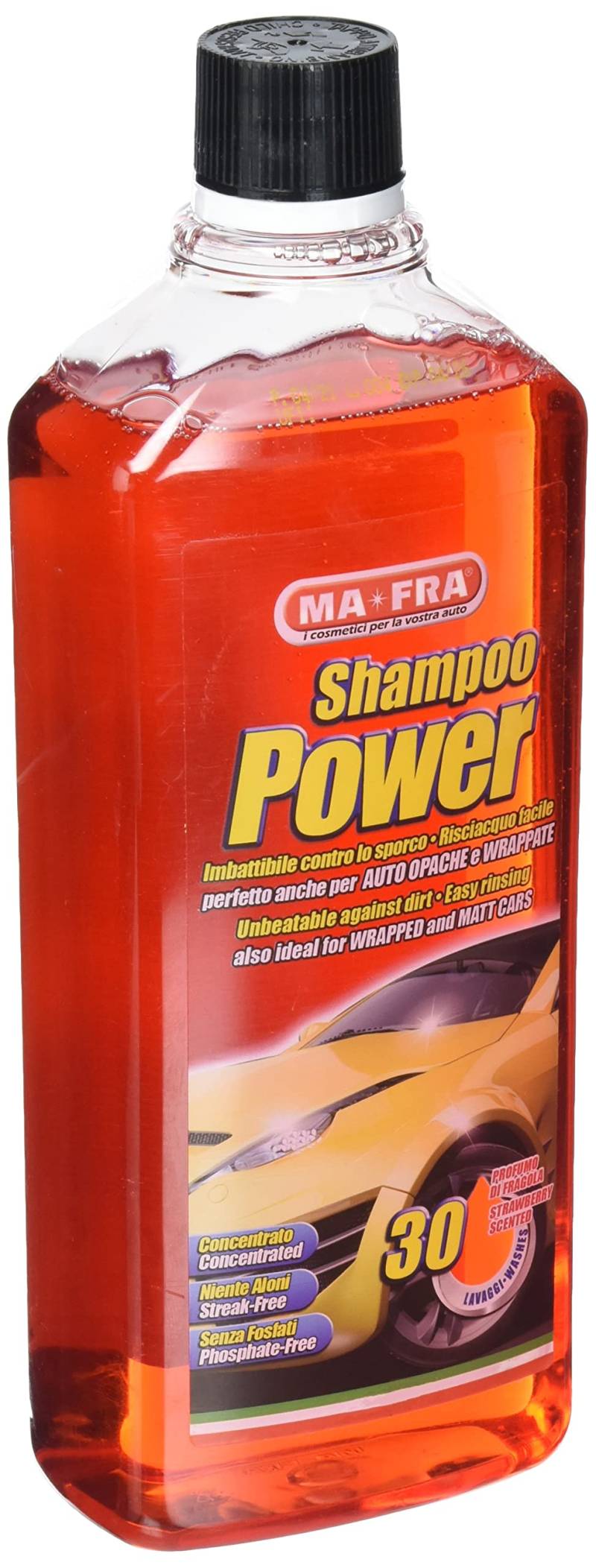 Ma-Fra, Shampoo Power, Auto-Reinigungsmittel, Entfetter und Konzentrat, einfach abspülen, hinterlässt weder Rückstände noch Halos, für 30 Wascheinsätze von Mafra