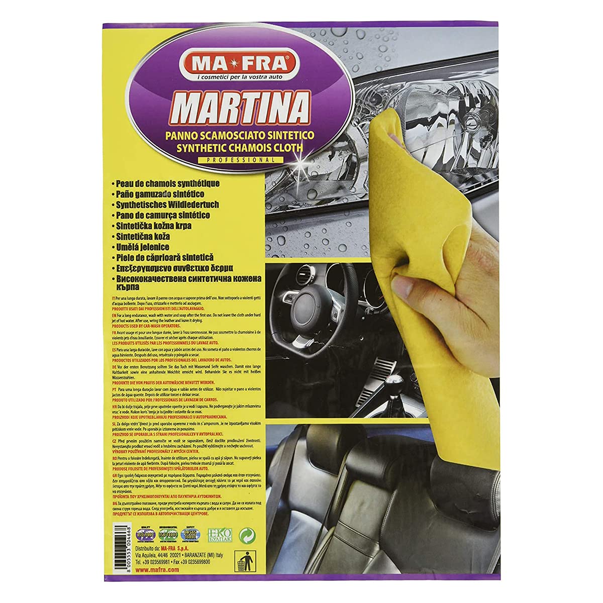 Mafra Martina, synthetisches Wildledertuch, hohe Saugfähigkeit und hohe Verschleißfestigkeit, wirksam bei der Reinigung von Innen- und Außenteilen des Autos von Mafra