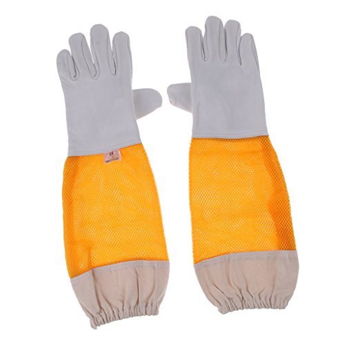 MagiDeal 1 Paar Bienenhaltung Handschuhe aus Kunstleder langärmlig Arbeitshandschuhe Imkerhandschuh Bienen-Bisse zu verhindern - 48×16cm von MagiDeal