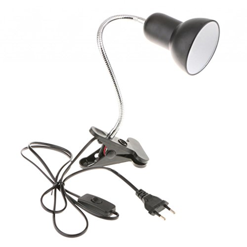 MagiDeal Flexible klemmen Leuchte Lampenfassung Tischlampe Halter mit Eu Stecker für E27 Glühbirne,Schwarz von MagiDeal