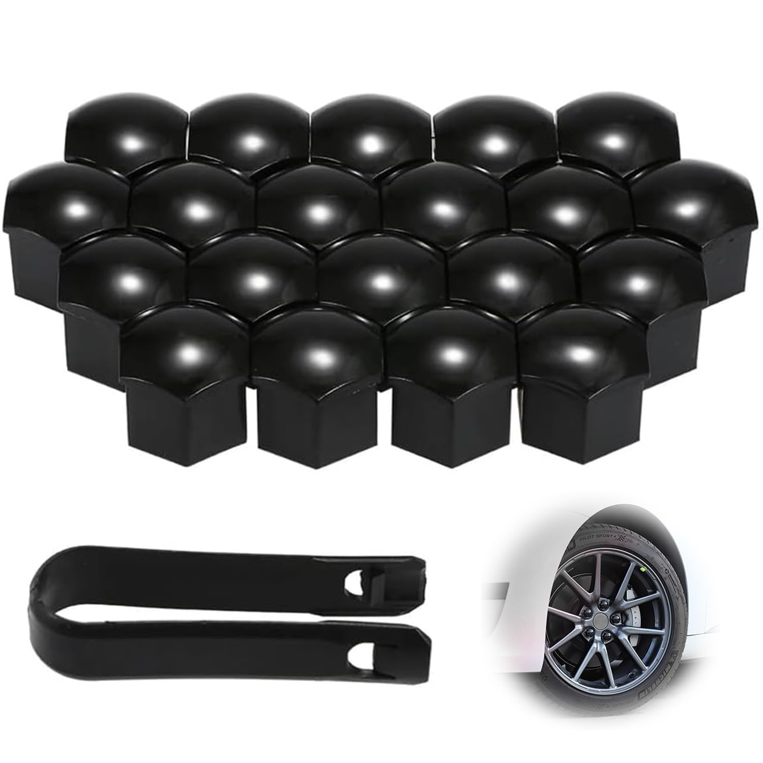 20 Stück Auto Radmutterabdeckungen, 21 mm Auto Schrauben Kappe, Universal Reifen Mutter Kappen, Sechskant-Reifenmutternabdeckungen, Sechseckige Auto Nabenschraubenabdeckung mit Entfernung Werkzeug 20 Stück Auto Radmutterabdeckungen, 21 mm Auto Schrauben Kappe, Universal Reifen Mutter Kappen, Sechskant-Reifenmutternabdeckungen, Sechseckige Auto Nabenschraubenabdeckung mit Entfernung Werkzeug von MagiSel