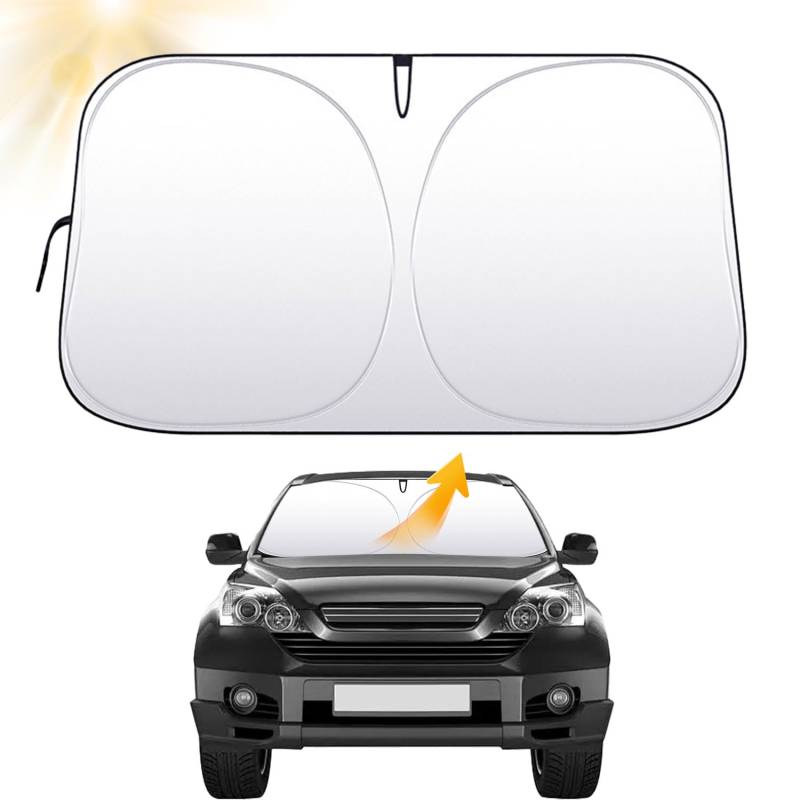 Sonnenschutz Auto Frontscheibe, 145x85 cm Auto Sonnenschutz Frontscheibe Innen, Frontscheibenabdeckung, Sonnenblende Vorne, Windschutzscheibe für Sommer Selbsthaftend UV Hitzeschutz Plane Faltbar von MagiSel