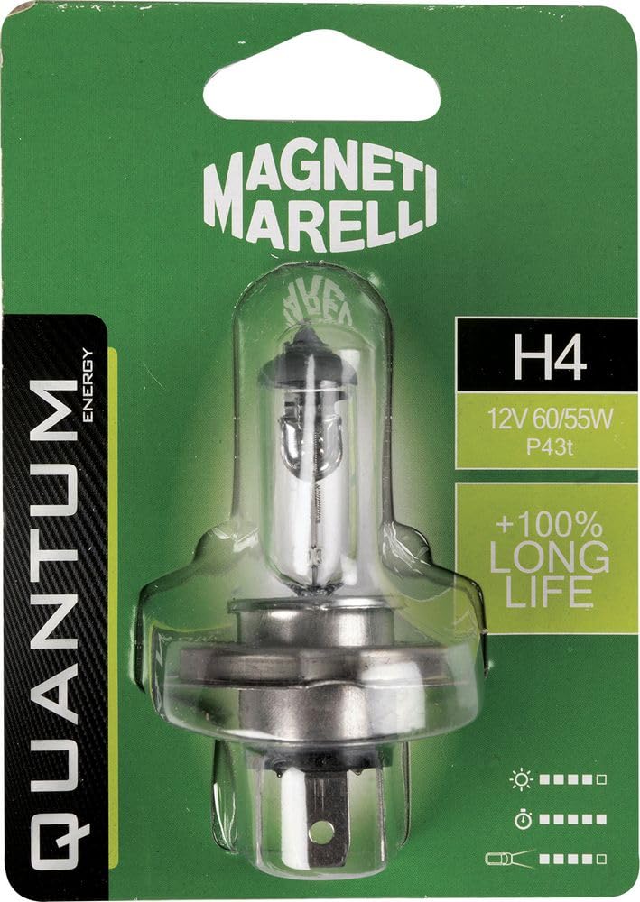 Quantum Energy - H4 Autolampe | Einzelne Long Life Glühlampe | 12V 60/55W | Aluminiumgehäuse, H4, Aluminium von Quantum Energy