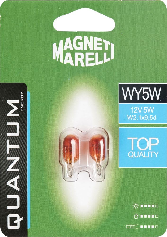 Magneti Marelli 070.00000000009490 WY5W Paar Leuchtmittel Auto Glas 12V 5W Sockel W2,1X9,5d von Quantum Energy
