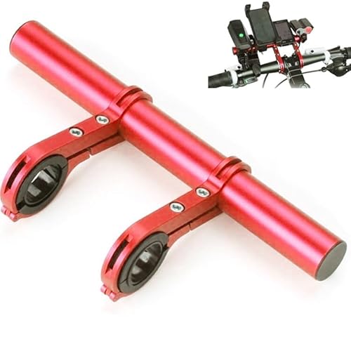 Fahrrad Lenker Erweiterung, 20cm Aluminium Fahrrad Extender Halterung, mit Doppelter Klemmbasis Robust und Ultraleicht Fahrradlenker Erweiterung, für Taschenlampe Smartphones GPS-Geräte (Rot) von Magwave