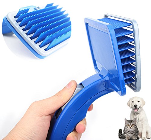Hunde Bürsten Kamm für Hunde Katzen Dusche Waschbad Multifunktionale Bürste für Hunde Katzen (L, Blau) von Maibar