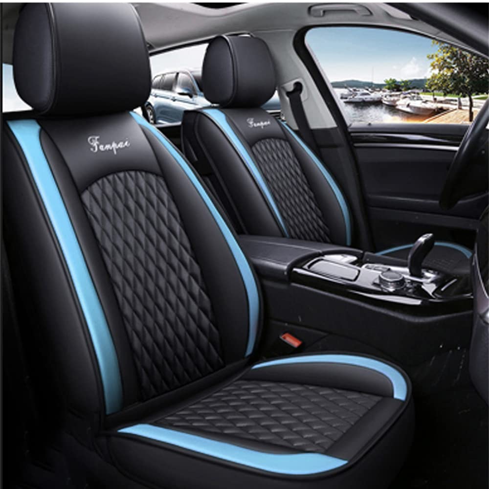 Maibuli Autositzbezüge Set für BMW I3 2013-2018 5-Sitze Vorder und Rücksitze Sitzbezug Leder Sitzauflage Innenraum Zubehör Schwarz blau von Maibuli