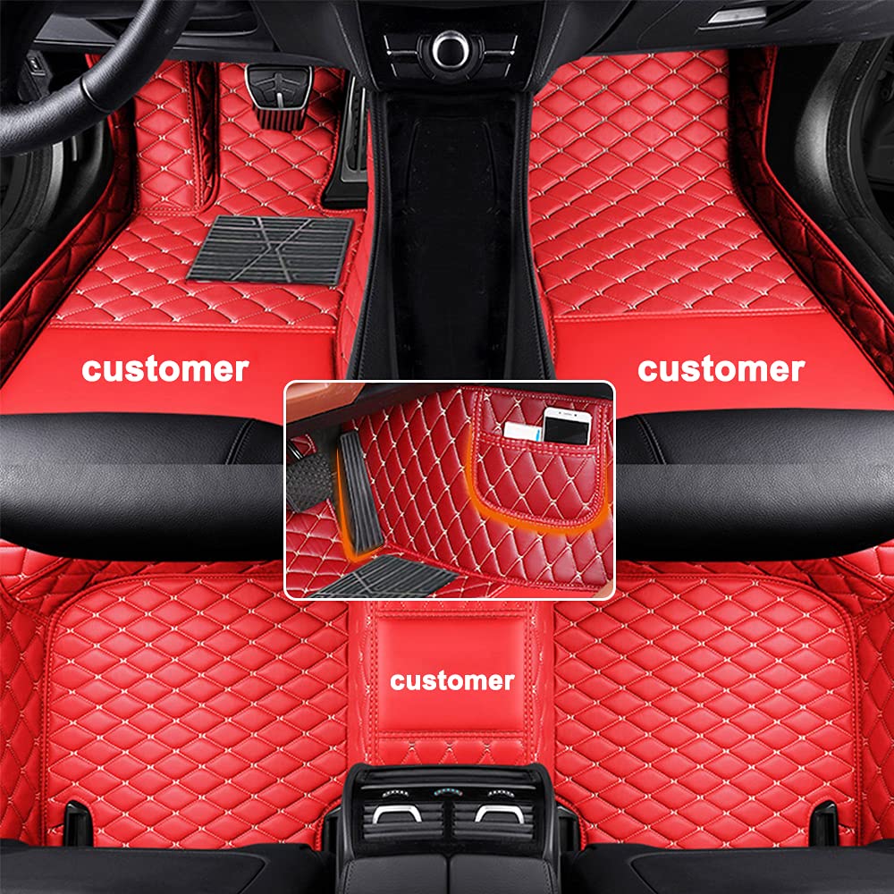 Auto Fußmatten Leder Bodenmatte für SUV Van Truck Sedan Coupe Allwetter Fussmatten Set Zubehör Fußmatte Rot von Maidao