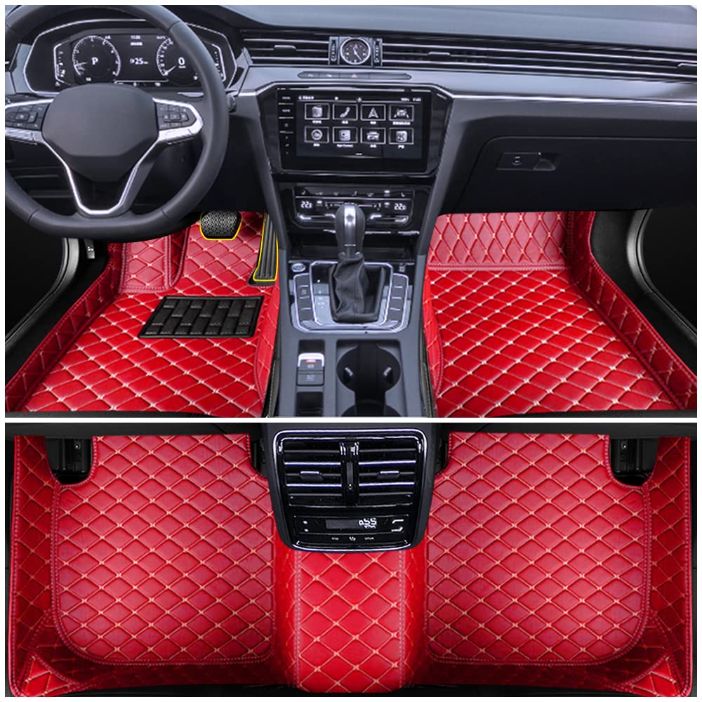 Auto Fußmatten für VW for Volkswagen Tiguan Ⅰ 2009-2016 Allwetter Fussmatten Innenraum Zubehör Fußmatte Rot von Maidoudou