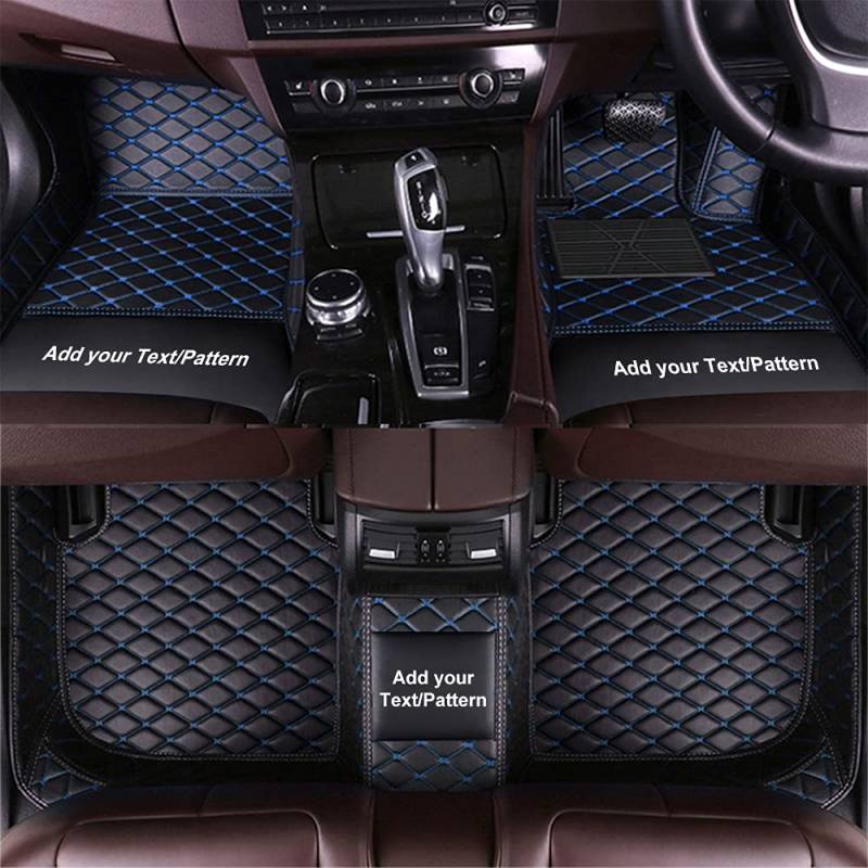 Benutzerdefinierte Auto Fußmatten passend für 95% All Weather Diamond Luxus Lederteppich, Wasserdicht Anti-Rutsch Automobil Fußmatten Volle Abdeckung Schutz Bodenbelag Personalisierte（Schwarz Blau） von Maipula