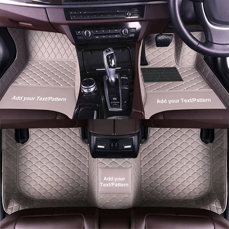 Benutzerdefinierte Auto Fußmatten passend für 95% All Weather Diamond Luxus Lederteppich, Wasserdicht Anti-Rutsch Automobil Fußmatten Volle Abdeckung Schutz Bodenbelag Personalisierte-Grau von Maipula