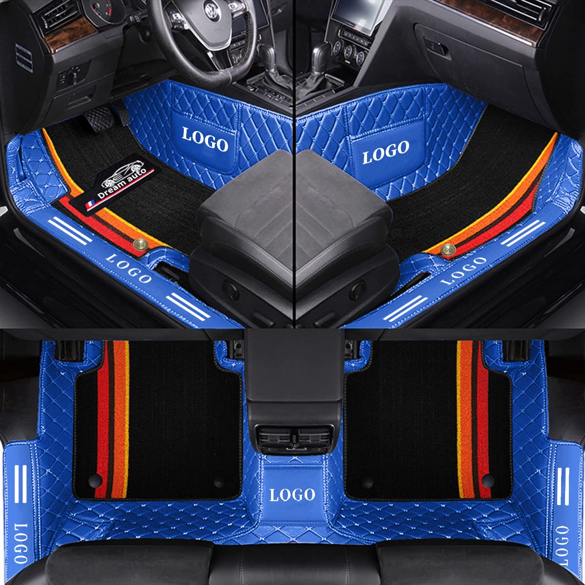 Benutzerdefinierte Doppelschicht Auto Fußmatten für 95% Autos Teppich Matten, Auto-Fußmatten Allwetter wasserdicht und rutschfest(Blau + Schwarz) von Maipula
