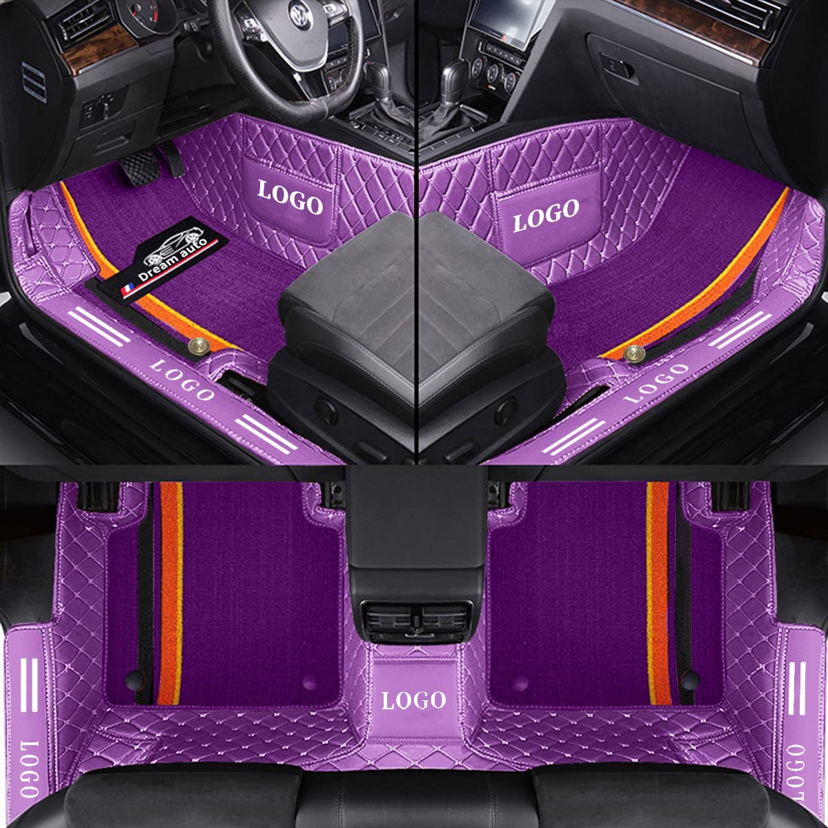 Benutzerdefinierte Doppelschicht Auto Fußmatten für 95% Autos Teppich Matten, Auto-Fußmatten Allwetter wasserdicht und rutschfest(Violett + Violett) von Maipula