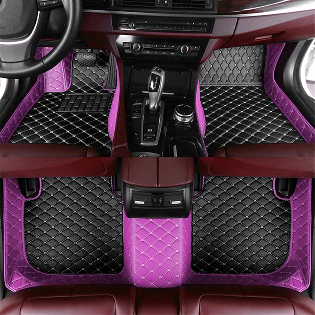 Custom Auto-Fußmatten für BMW M3 M4 M5 Leder Wasserdicht Abriebfest Mit Aufbewahrungstasche Auto-Fussmatten,Farben:Rosa schwarz von Maipula