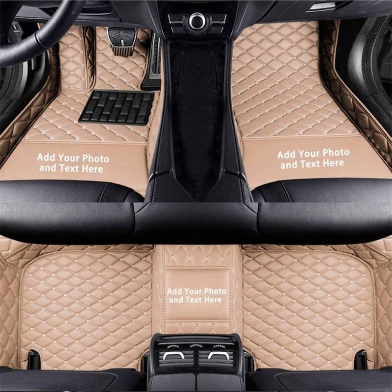 Custom Auto-Fußmatten für Jaguar für XE XF XJL E-Pace F-Pace F-Type I-Pace X-Type Leder Wasserdicht Abriebfest Mit Aufbewahrungstasche Auto-Fussmatten,Farben:Beige von Maipula