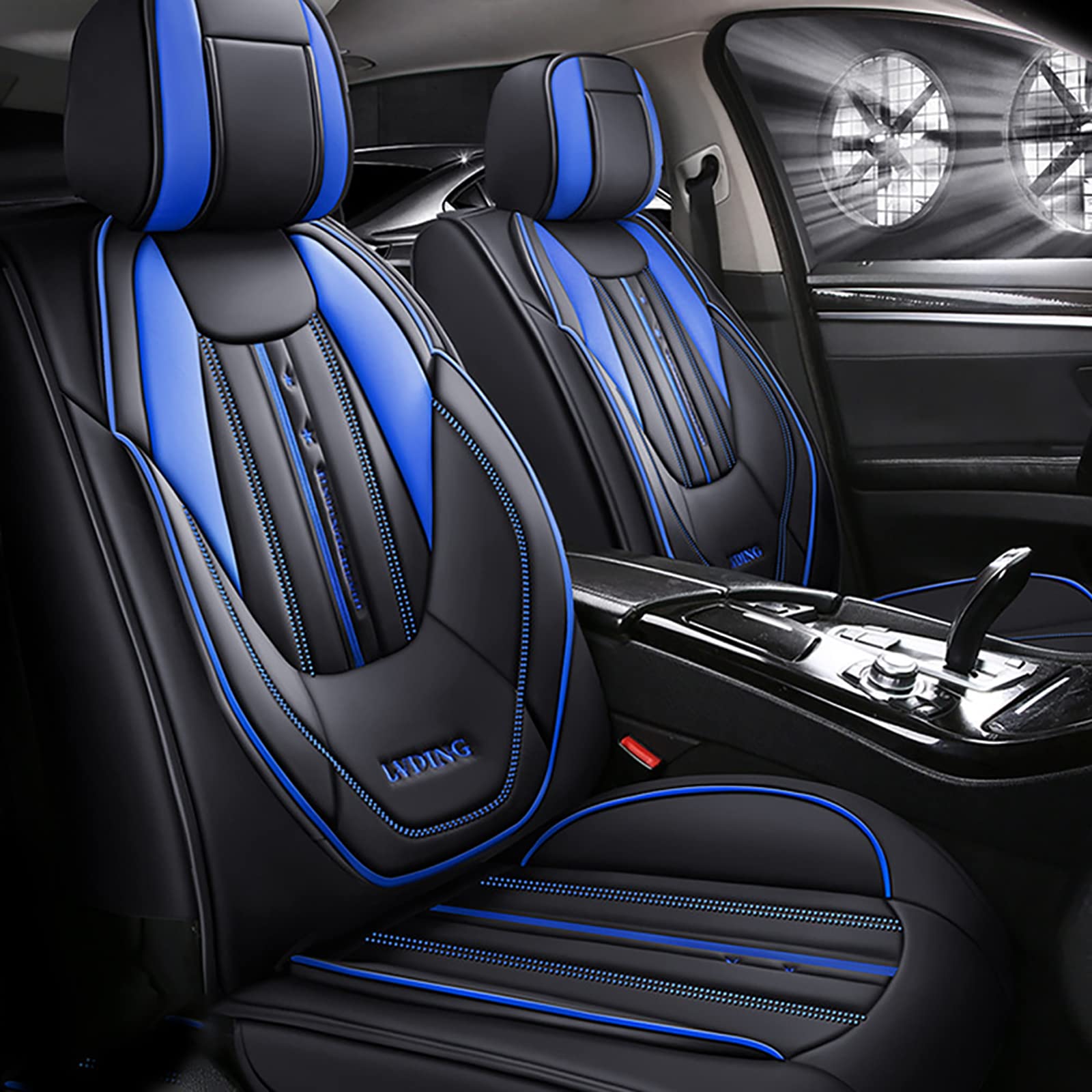 Maipula Auto Sitzauflage Für Nissan Qashqai J10 J11 vordere 2 Sitze Allwetter-Autositzbezug Kunstleder Komfortabler Autositzbezüge,Schwarz Blau von Maipula