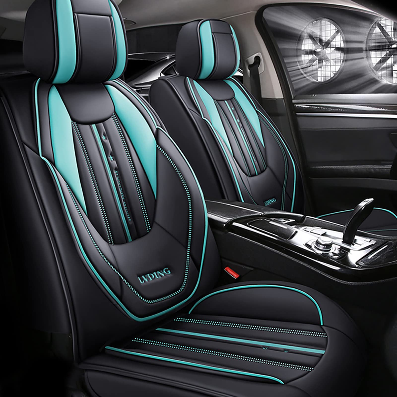 Maipula Auto Sitzauflage Für Nissan Qashqai J10 J11 vordere 2 Sitze Allwetter-Autositzbezug Kunstleder Komfortabler Autositzbezüge,schwarz und grün von Maipula