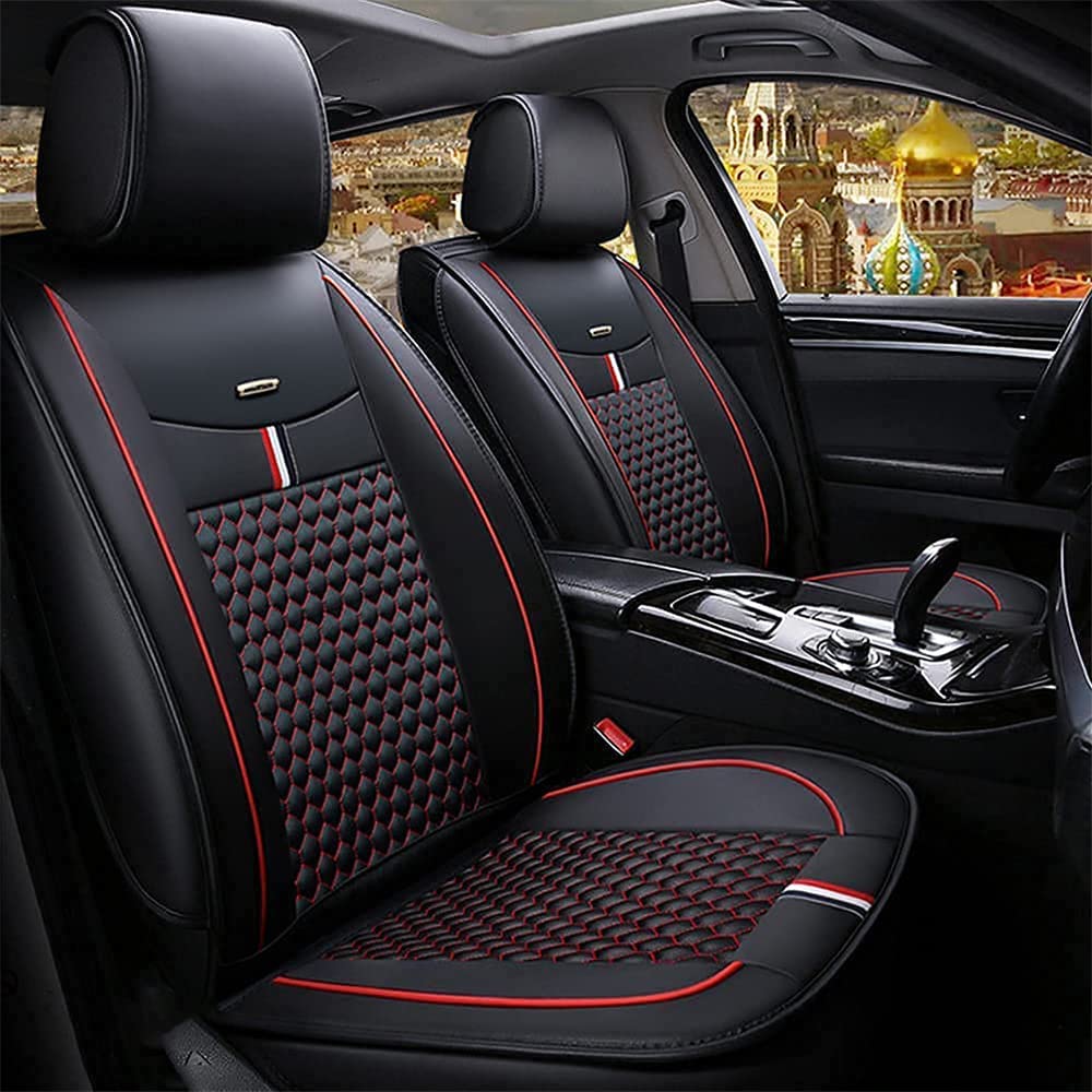 Maipula Für Audi A6 Car Sitzbezügesets Vordersitze Sitzbezüge Kunstleder Sitzschutz Auflagen Schwarz Rot von Maipula