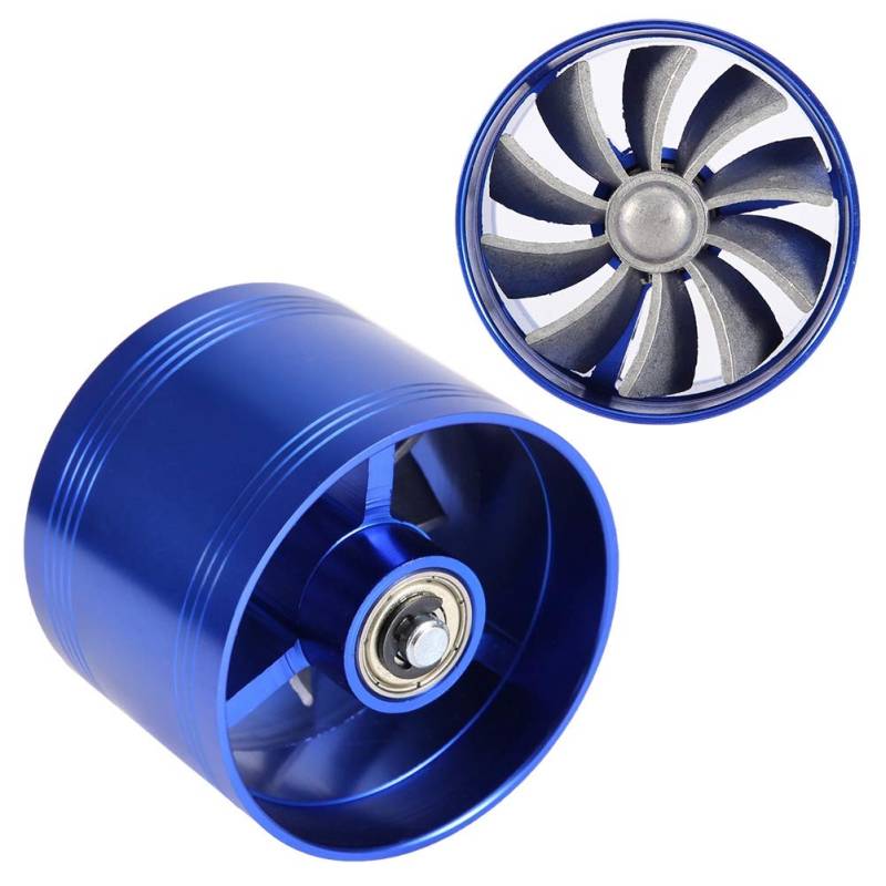 Air Intake Turbonator, Air Intake Turbo Fan, Car Air Intake Turbonator Single Fan Turbine Super Charger Gas Fuel Saver Turbo Ersatz 64 Mm(Blau) von Majatou