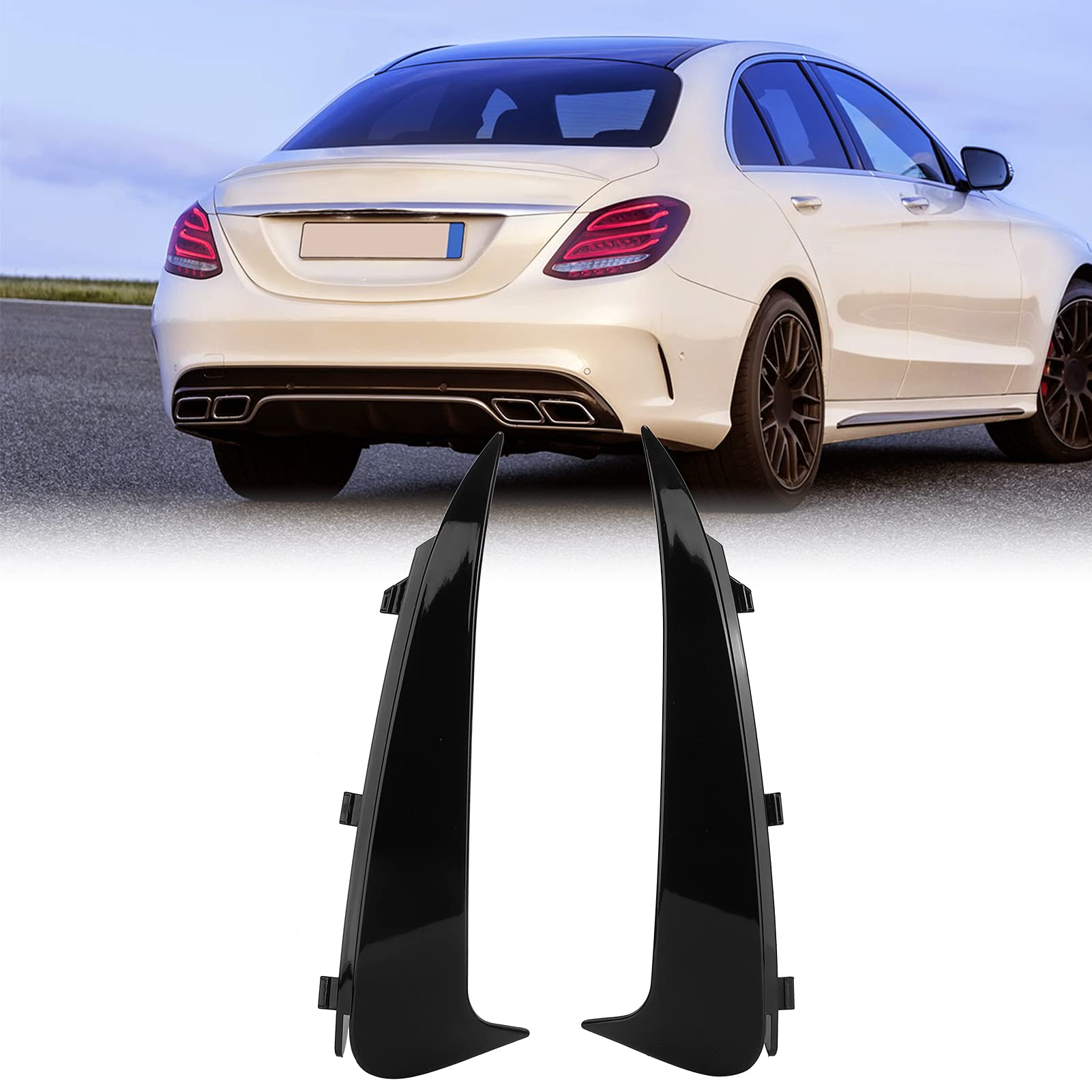 Mercedes C Klasse W205, Heckstoßstangen-Splitter-Spoiler, Paar Heckstoßstangen-Seitenschlitz Canard Insert Cover Trim Ersatz für C-Klasse W205 Limousine S205-Line 2015-2018 von Majatou