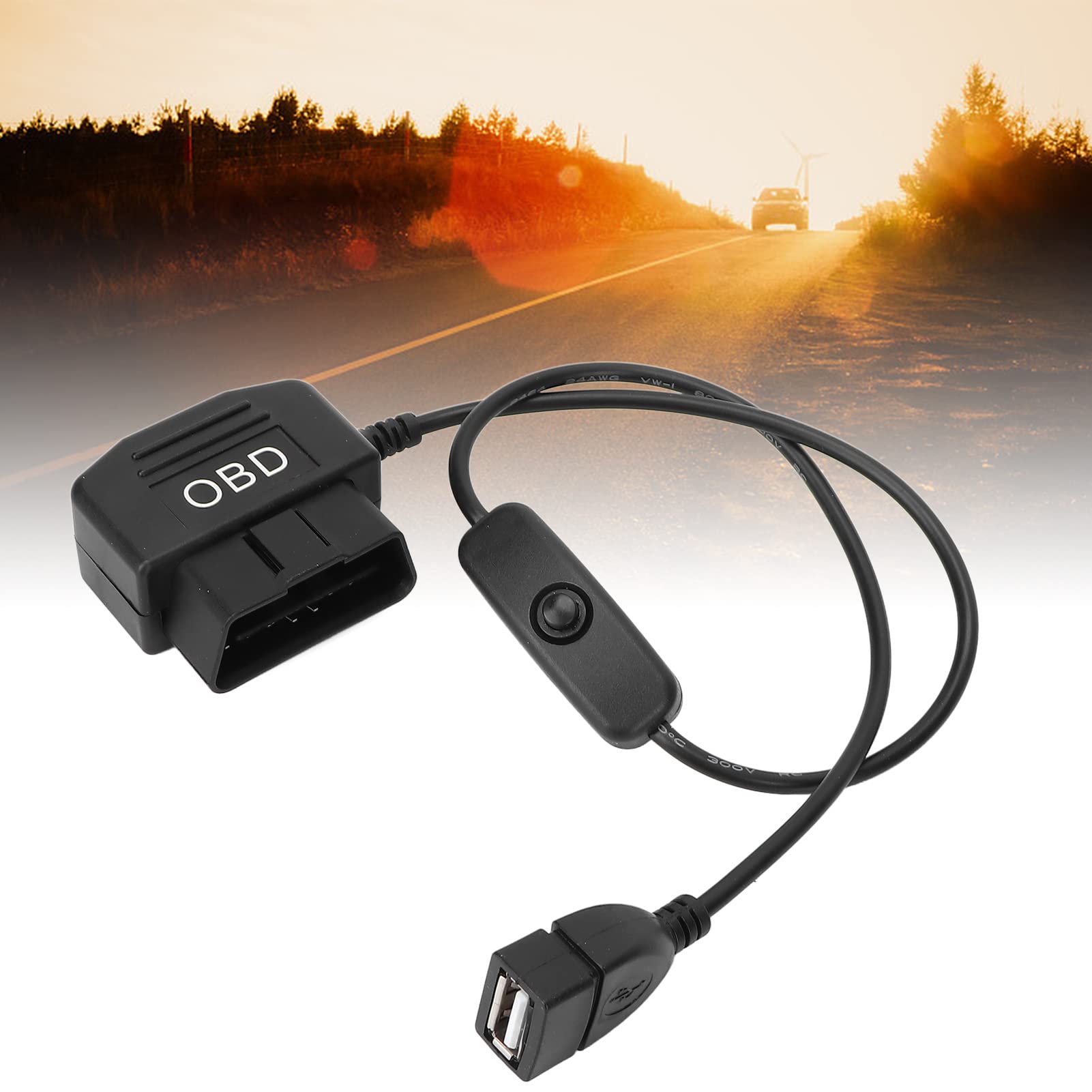 OBD-Kabelverlängerungs-Adapter, OBD-Kabel, 16-polig, OBD2-Stecker, 16-polig, USB-Ladekabel, OBD-Adapter, Universal-Stecker, 46,7 cm (18,9 Zoll) von Majatou