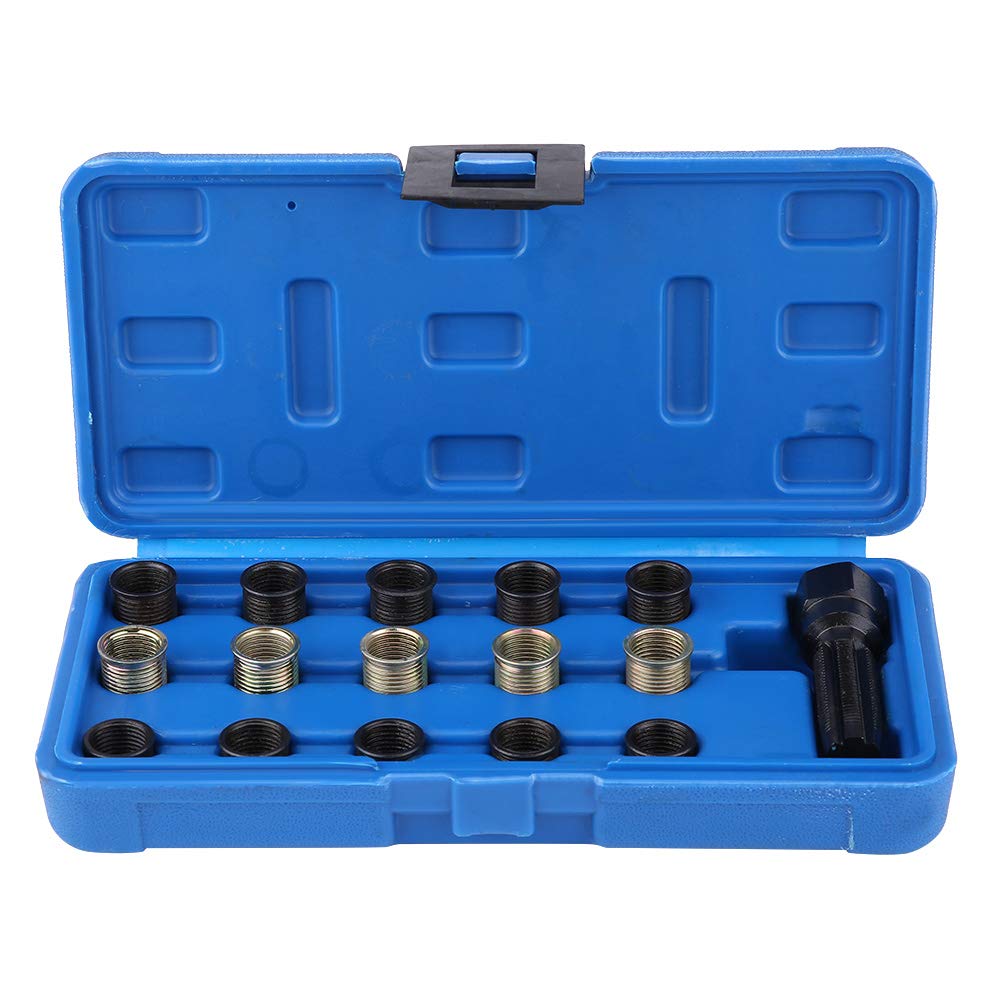 Zündkerzen-Reparaturwerkzeug, Zündkerzen-Gewinde-Reparatur-Werkzeug, 16 Stück 14 Mm X 1,25 Zündkerzen-Gewinde-Reparatur-Werkzeug-Kit M16 Tap Portable Case von Majatou