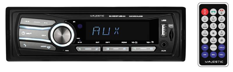 Majestic SA 400 BT USB AX Audio Car System mit Bluetooth, MP3/WMA USB/Micro SD, Fernbedienung, 100W (25W x 4ch), Schwarz von Majestic
