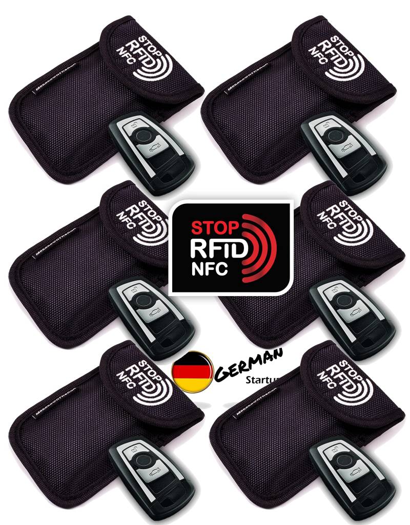 MakakaOnTheRun Autoschlüssel Hülle - Keyless Go Schutz Autoschlüssel Hülle mit 2 RFID Schutz Fächern. Autoschlüssel Schutz Keyless / Autoschlüssel Tasche für alle KFZ aus EU, Asien & Amerika von MakakaOnTheRun