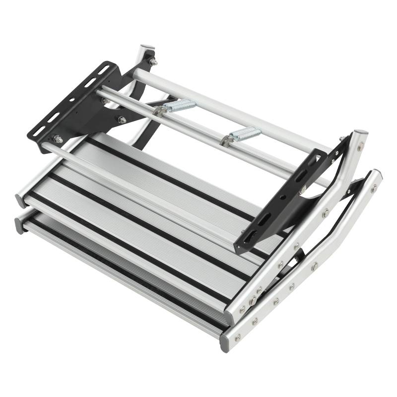 Malkoaswe Doppeltritt Stahl-Trittstufe mit Rutschfestem Gummiprofil | Ideal für Küche, Haus, Wohnwagen, Camping, Boot & Caravan | Klappbare, stabile Leiter von Malkoaswe