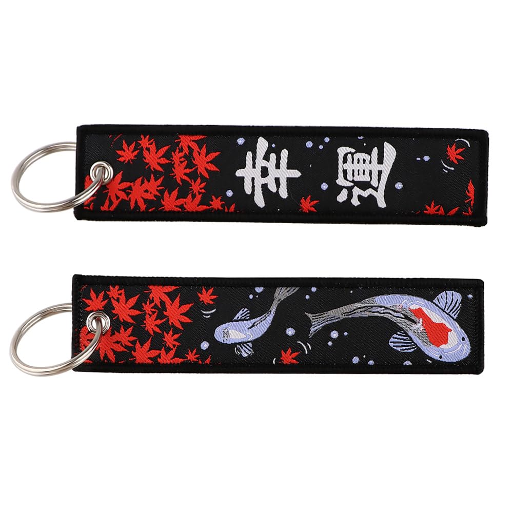 Mamarmot Schlüsselanhänger mit japanischer Stickerei, Rucksack, Motorrad, Schlüsselanhänger, Zubehör, Geschenk, 2 Stück, Schwarz, Small Mamarmot Schlüsselanhänger mit japanischer Stickerei, Rucksack, Motorrad, Schlüsselanhänger, Zubehör, Geschenk, 2 Stück, Schwarz, Small von Mamarmot