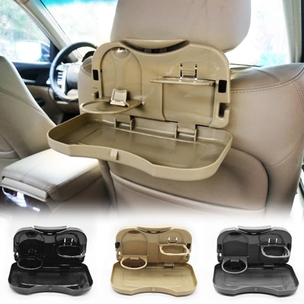 Faltbarer Getränkehalter Auto mit Tischfunktionalität Perfekt für Roadtrips (Beige) von Manillefu