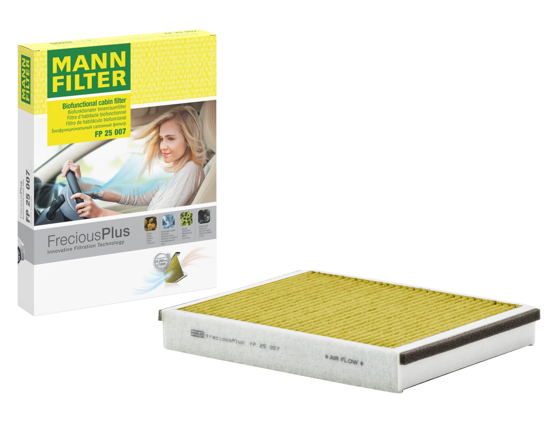 MANN-FILTER FP 25 007 Innenraumfilter – FreciousPlus Biofunktionaler Pollenfilter – Für Transporter von MANN-FILTER