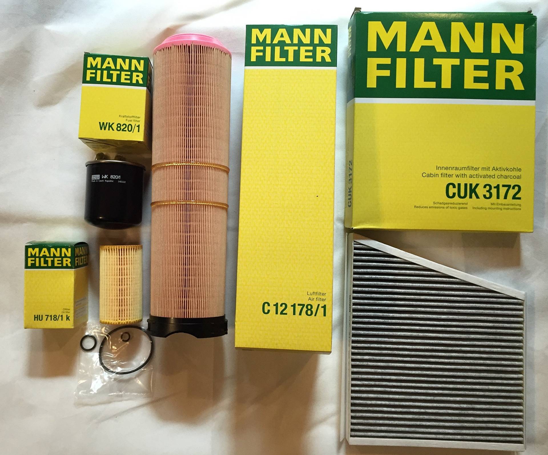 MANN Filter Set ÖLFILTER LUFTFILTER AKTIVKOHLEFILTER KRAFTSTOFFFILTER E-Klasse W211 S211 200 220 270 CDI von MANN-FILTER
