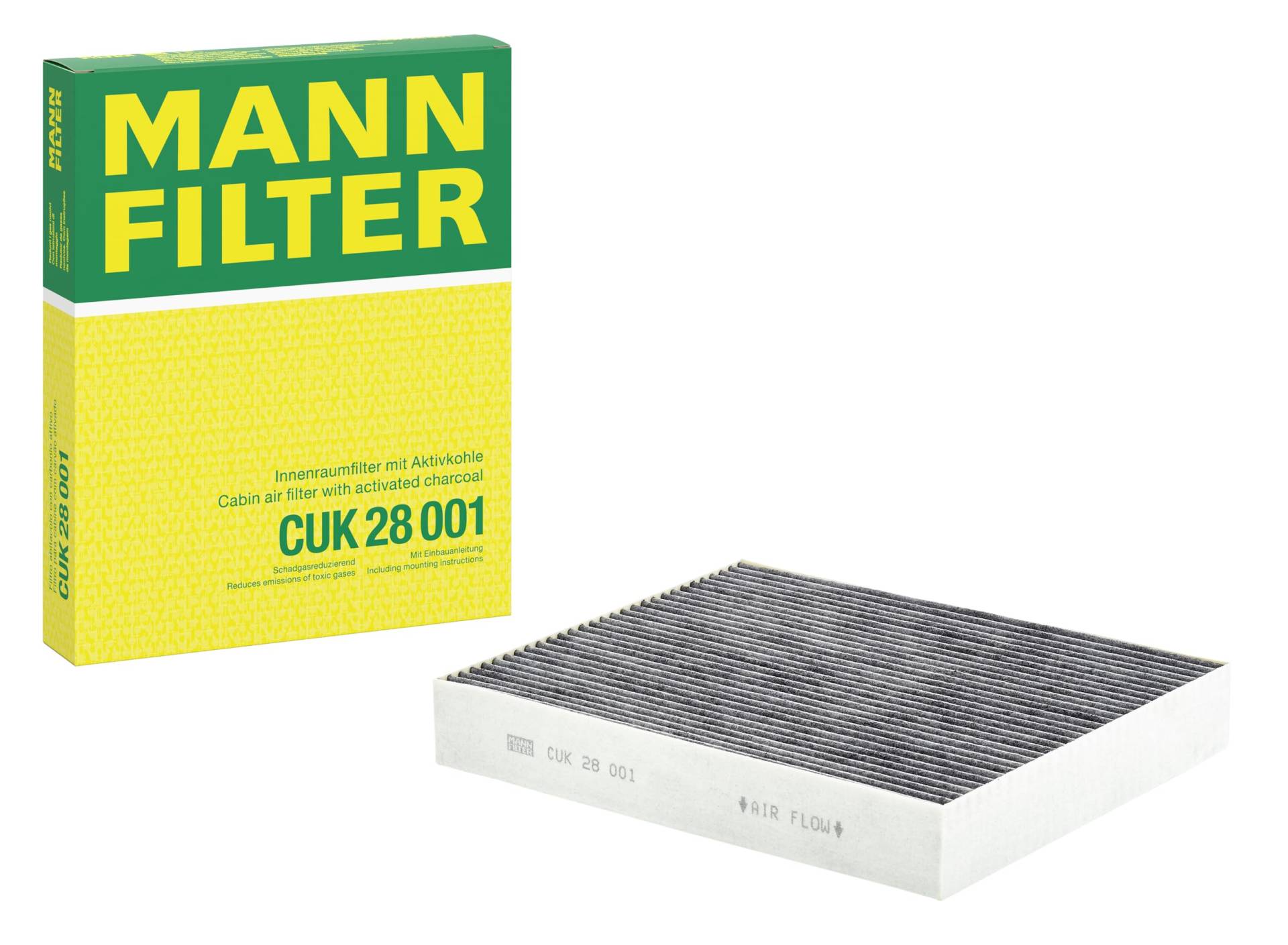 MANN-FILTER CUK 28 001 Innenraumfilter – Pollenfilter mit Aktivkohle – Für PKW von MANN-FILTER